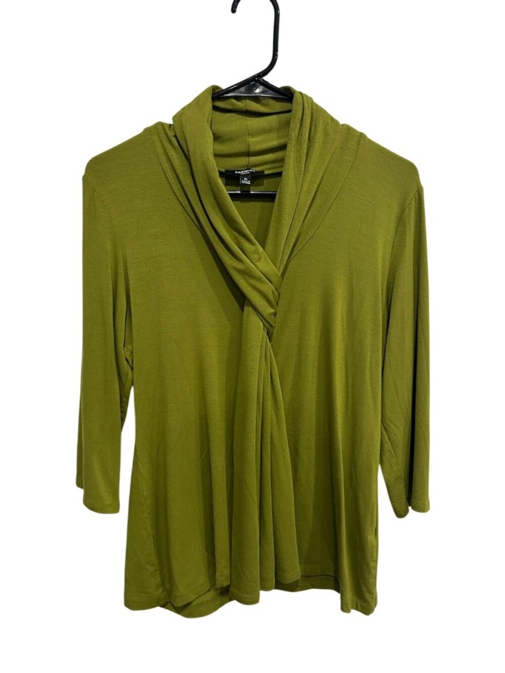 Premise Petite 3/4 Sleeve Top Lime Green Sz Large Petite Rayon Business Casual